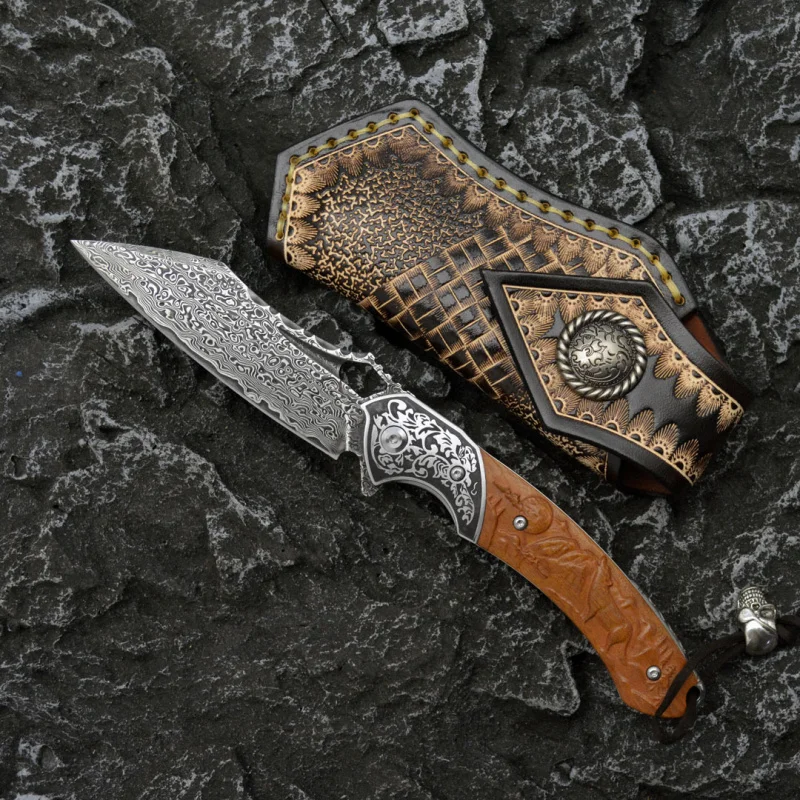 Outdoor Hunting Gifts - Şam çeliği katlanır bıçak VG10 desen